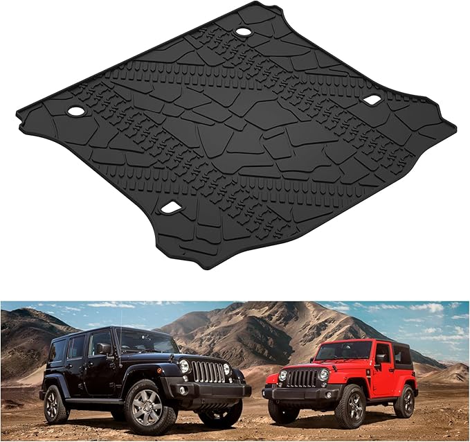 KIWI MASTER Cargo Mat for 2007-2018 Jeep Wrangler JK, OEM Replacement 82213184, Custom Fit All Weather Rear Cargo Liner, Heavy Duty TPE Tray Trunk Mat, Black