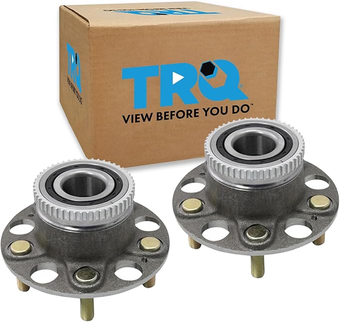 TRQ 2 Piece Rear Wheel Bearing & Hub Assembly Set with ABS Sensor Compatible with 2002-2004 Acura RL