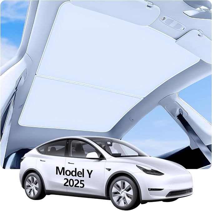 2026 Tesla Sunshade Roof Model Y Juniper 2025 Roof Sunshade No-Gap & Sag-Free Glass Model Y Accessories Nano Ice-Crystal Coatings Heat Insulation Glass Sun Shade Gray