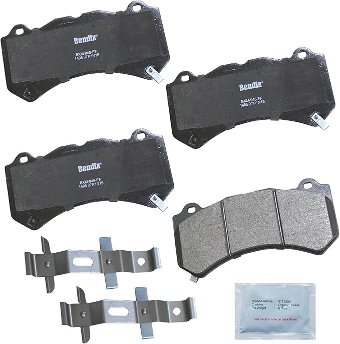 Bendix Priority1 CFM1405 Semi-Metallic Front Brake Pads for Select Models Cadillac ATS, CTS, Chevrolet Camaro, Corvette, Dodge Challenger, Charger, Durango, Jeep Grand Cherokee, Rivian R1S, R1T