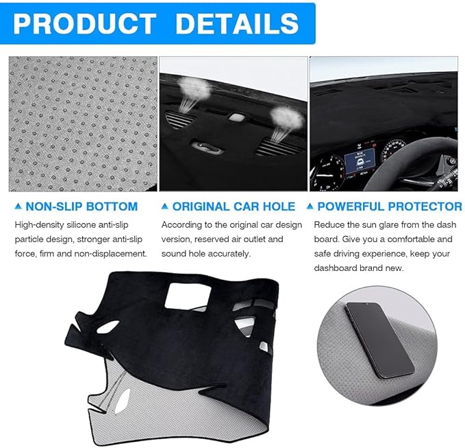 Autorder Dashboard Cover Mat for 2021-2023 Buick Envision Accessories Dash Cover Flannel Dash Mat Sunshade Glare UV Rays Protector (Left Hand Drive with HUD)