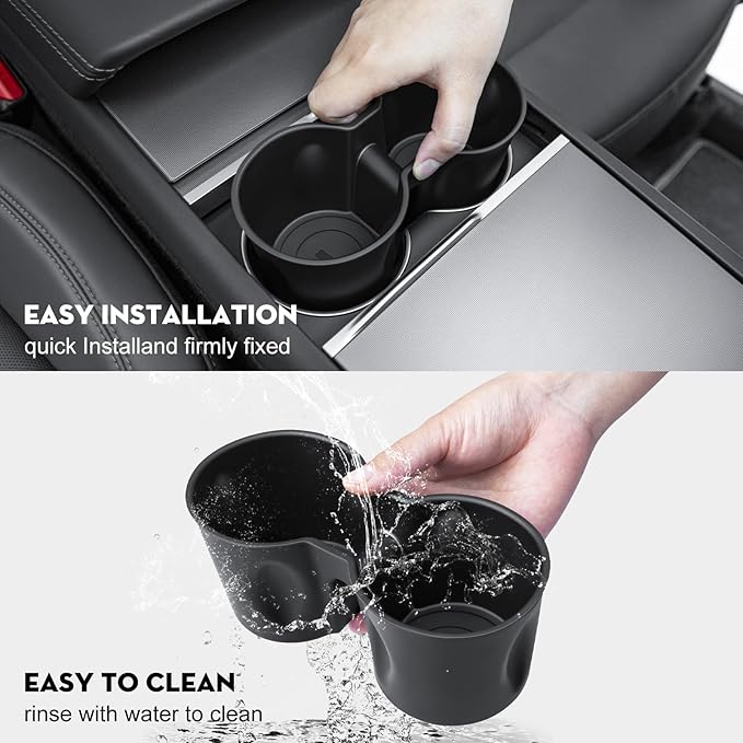 Cup Holder Insert for Tesla Model Y 2026 TPE Center Console Drink Holder Accessories Compatible with 2025-2026 New Model Y Juniper and 2024-2026 Model 3