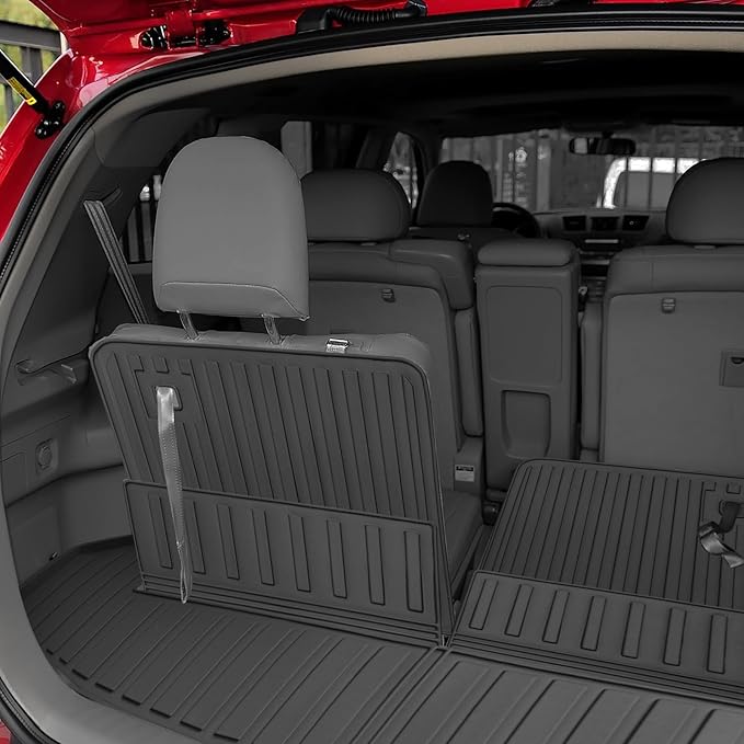 Custom for 2008-2013 Toyota Highlander Cargo Mats Trunk Liner and 3rd Rear Seat Backrest Mat All Weather TPE Protection Mat Accessories (for 2008-2013 Toyota Highlander)