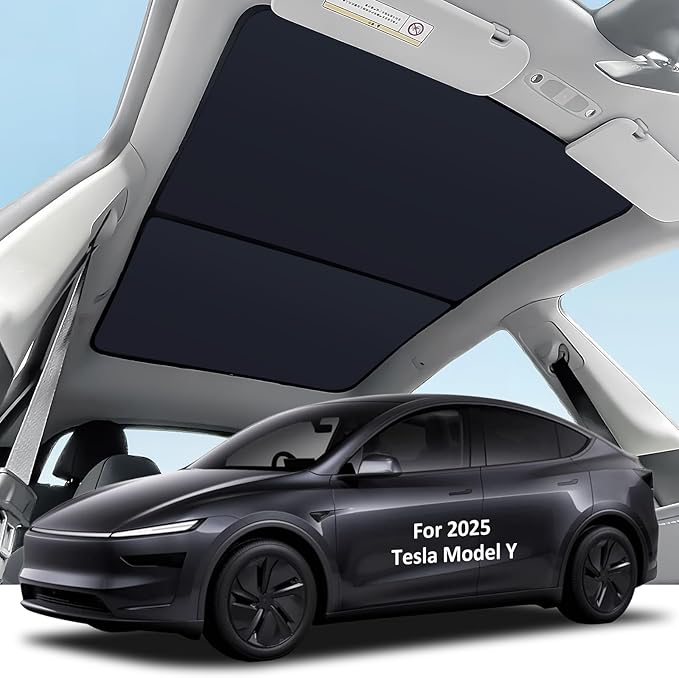 Sunshade Roof for 2025 Tesla Model Y: Sunroof/Rear Window Sunshade/Glass Sunroof Shade Upgraded Double-Layer Design for Tesla 3 Accessories, Window Insulation UV & Heat Protection,No Gaps&Sagging