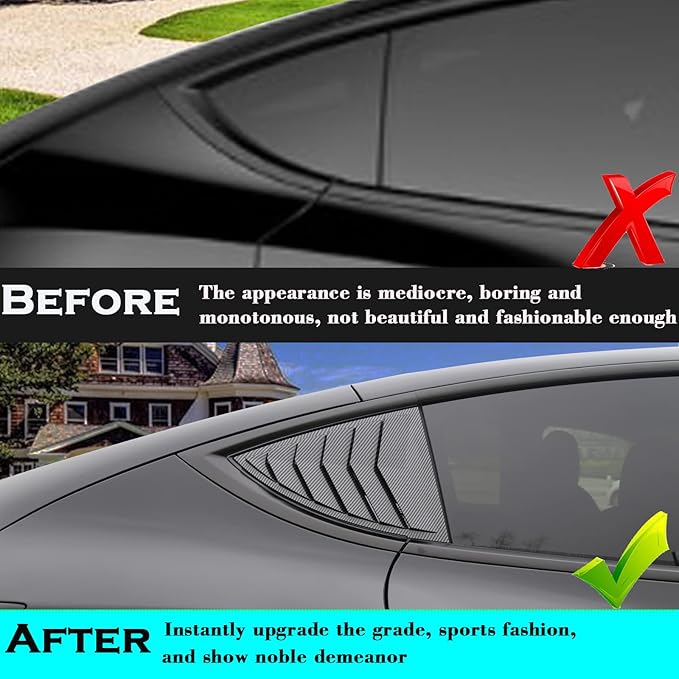 YHCDSEA for Model Y Side Window Louver Cover Sport Style for Tesla Model Y 2021 2022 2023 2024 2025 2026 Accessories (Glossy Carbon Fiber Pattern)