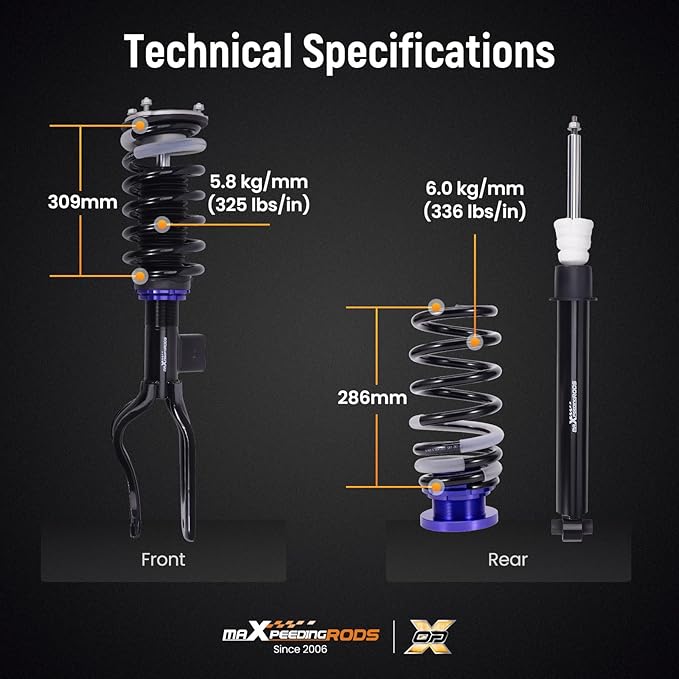 maXpeedingrods Coilover for Tesla model Y 2020+ AWD, Preset Damping Shock Absorber Struts Coilovers Suspension Kit, Black