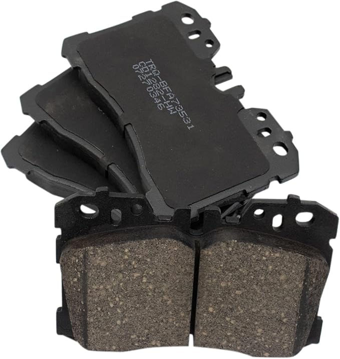 TRQ Front Ceramic Brake Pad Set Compatible with 2007-2013 Lexus LS460 2016-2017 LS460 2008-2016 LS600h 2018-2024 LS500 2018-2024 LS500h 2021-2024 Toyota Mirai