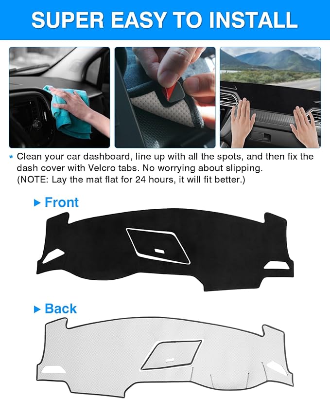 Autorder Dashboard Cover Mat fit for 2017-2024 Volkswagen VW Tiguan Accessories Dash Cover Flannel Dash Mat Sunshade Glare UV Rays Protector