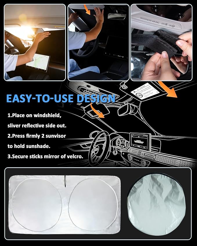 Sun Shade for Chevrolet Equinox Windshield Sunshade fit for Chevy Equinox 2018-2024 (Equinox EV Not Fit) Accessories Front Window Cover Shield Visor Protector Keep Interior Cool Blocker