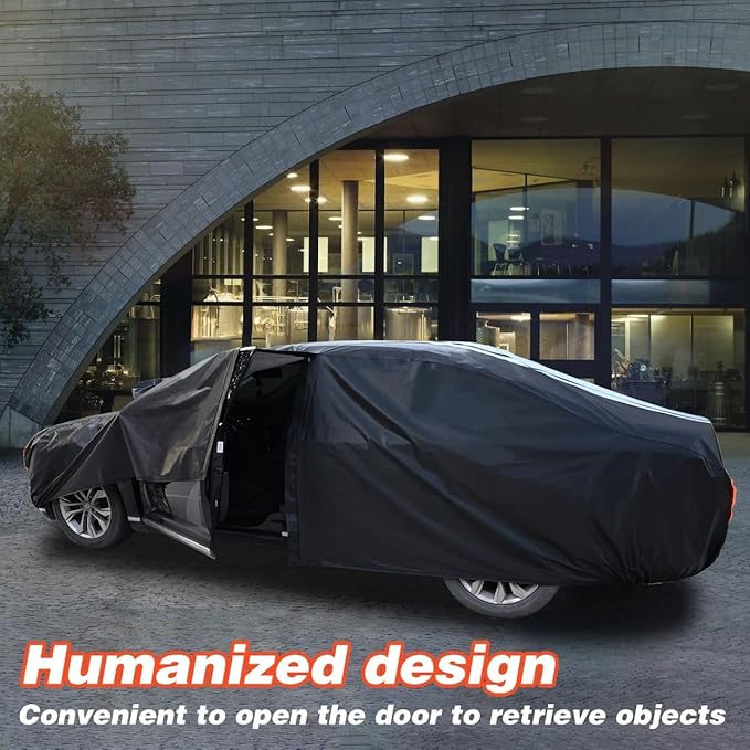 12-Layer Custom Fit Car Cover for Tesla Model S (2012-2026), Upgraded Waterproof All-Weather Full Exterior Cover with Door Zipper, for Snow Rain Dust and Sun UV Protection-Black.