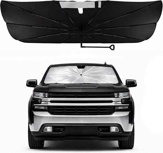 Car Windshield Sun Shade Umbrella - Custom-Fit for Che v-rol-et Silverado 2014-2019 Umbrella Sunshade,Easy Install,UV Protection & Heat Reflective,Keep Interior Cooler with Storage Bag