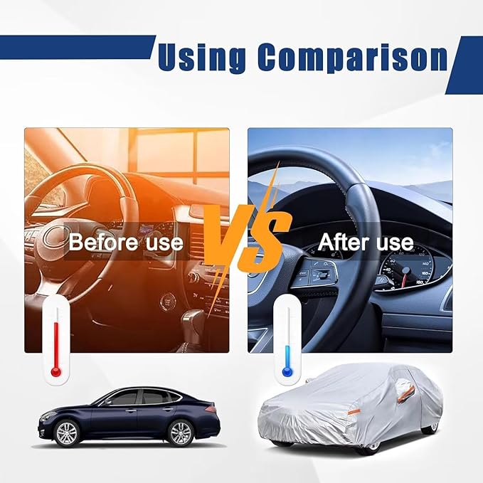 Kayme 6 Layers Sedan Car Cover Custom Fit for Mazda 3 (2003-2025), Waterproof All Weather for Automobiles,Rain Sun UV Protection.Silver