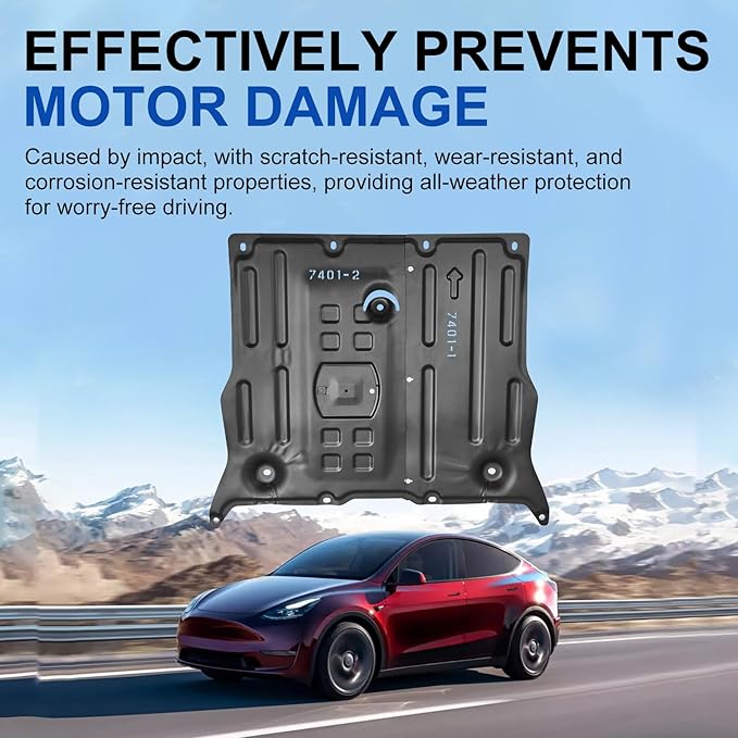 Front Skid Plate Compatible with Tesla Model 3 2017-2024 & Tesla Model Y 2020-2022 Chassis Guard Plates Splash Shield Cover with Install Accessories