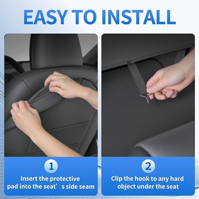 Seat Back Protector for Tesla Model Y Juniper/3/X/S Accessories Leather Kick Mats Protectors with Dual Layer Organizer Pockets for Drivers Scratchproof Waterproof Backseat Cover, Set of 2