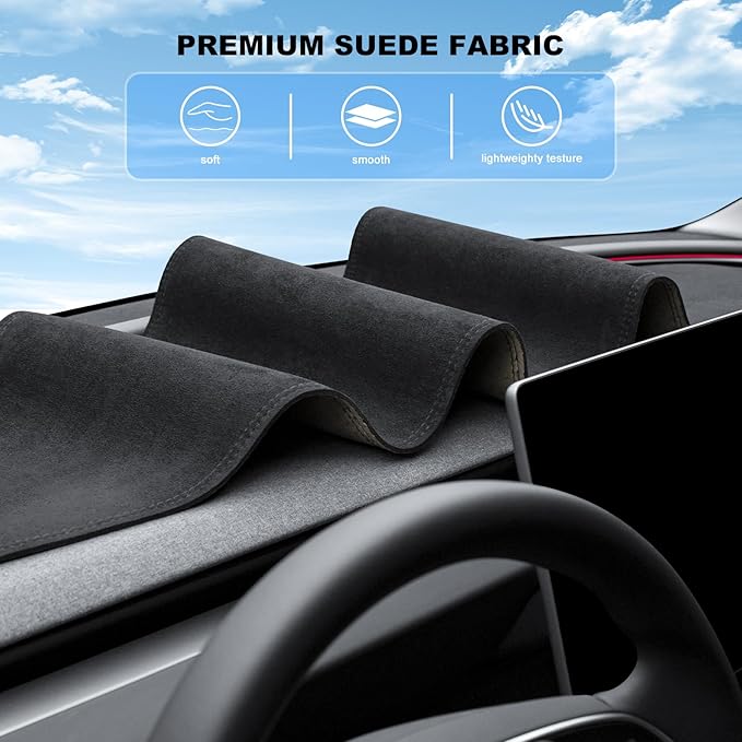 for Tesla Model 3 2026 Dashboard Cover,[Anti-Glare and Dustproof] Suede Dashboard Pad Dash Mat Compatible with New Tesla Model 3 Highland 2024-2026