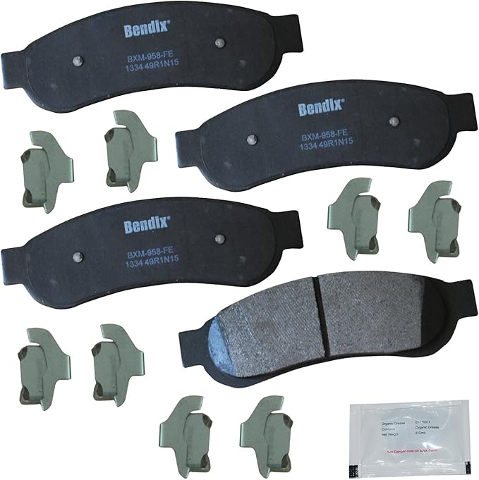 Bendix Priority1 CFM1334 Semi-Metallic Rear Brake Pads for Ford F-250 Super Duty 2012-2008, F-350 2012-2011, F-350 Super Duty 2012-2005, F-450 Super Duty 2012-2011, Lobo 2008-2006