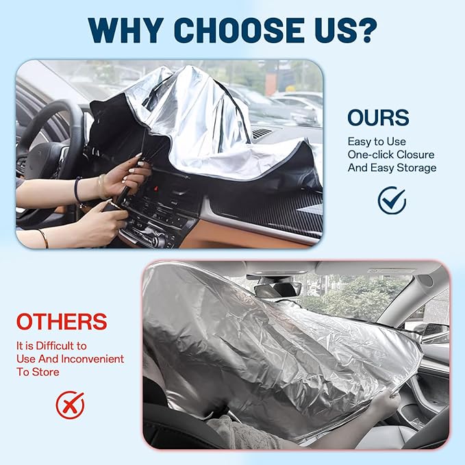 Windshield Sun Shade for Honda CR-V 2017-2022, Umbrella Car Shades with 360°Rotating Shaft, Foldable Front Window Sunshade for UV & Heat Protection
