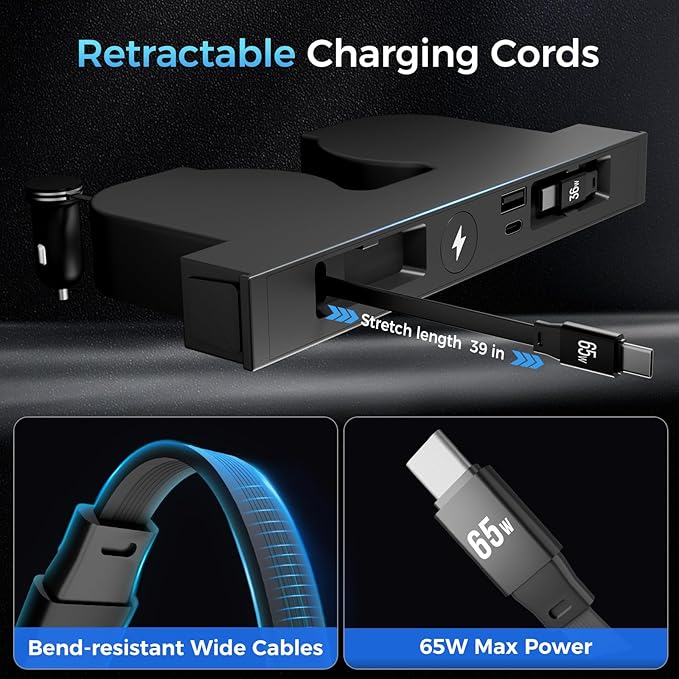 USB Hub for Tesla Model Y Juniper Accessories 2026 & Model 3 Highland 2025 Accessories, Hidden Console Phone Charger Hub Compatible with Apple Watch, Center Interior (2-Type C+Watch Charging)