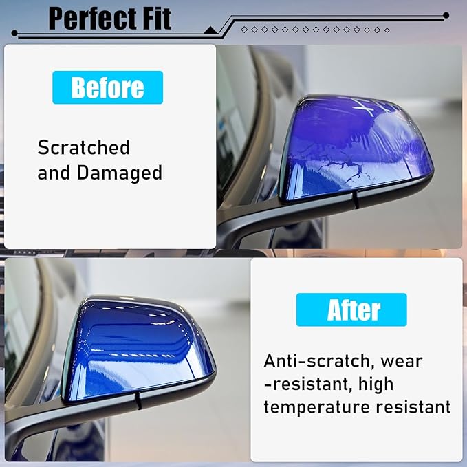 Jaronx Compatible with Tesla Model 3 Side Mirror Cover Replacement 2017 2018 2019 2020 2021 2022 2023 2024 2025, Driver Side Rear View Door Mirror Cover Caps for Model 3 Accessories(Blue)