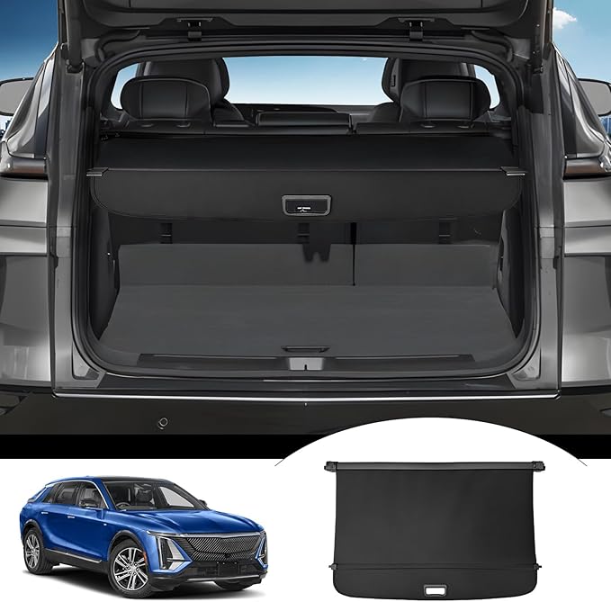 Powerty Cargo Cover for 2023 2024 2025 Cadillac Lyriq, Retractable Trunk Cover All Weather Shielding Shade Lyriq Accessories Cargo Luggage Cover