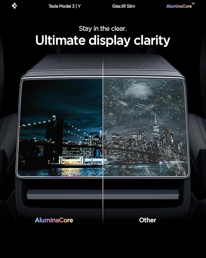 Spigen Tempered Glass Screen Protector [GlasTR Slim] designed for Tesla Model 3 (2024/2025/2026), Model Y Juniper (2025/2026) 8" Rear Touchscreen - Matte/Anti Finger Print