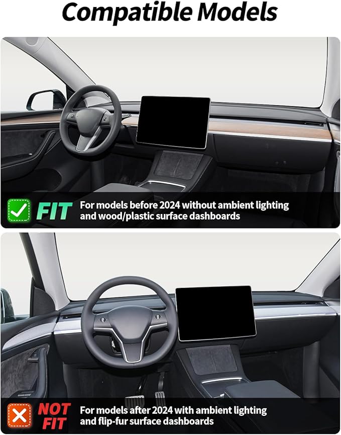 KKTR-CAR Dashboard Cover Wrap and Front Door Inner Armrest Panel Cover Trim Compatible with Tesla Model 3 2021-2023 Model y 2020-2025,NOT for Performance (Glossy White, 4pcs)