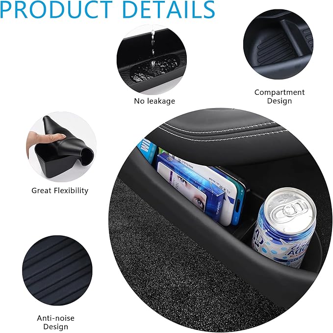 Door Side Storage Box for Tesla Model Y Juniper Accessories 2025 2026 Door Pocket Liners,TPE Front & Rear Side Organizer Tray Protector Liner (model Y Juniper) 4pcs Not fit 2026 Standard