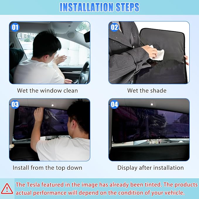 ZATOOTO Tesla Model Y Rear Car Window Shades | Bluish-Purple Static Cling Car Sun Shade | Enhanced Sun Filtering & Heat Reduction | Specific for Frameless Doors | Car Window Shade for Baby & Passenger