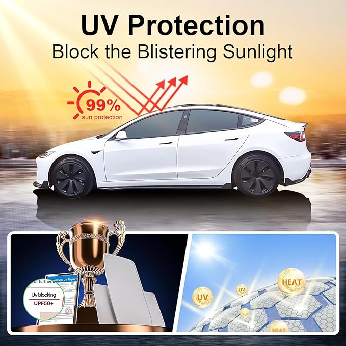 Glass Roof Sunshade for Tesla Model 3 2023-2021 Insulation UV Rays Protection Sun Shade for Tesla Model 3 Accessories 2023-2021(Beige)
