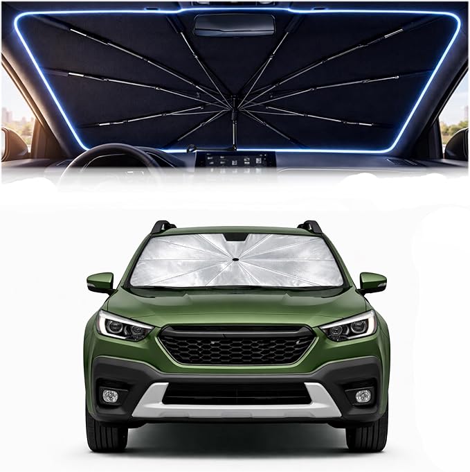 2026 Upgraded Car Windshield Sun Shade Umbrella - Custom-Fit for Su b-aru Outback 2020-2026 Umbrella Sunshade,Easy Install,UV Protection & Heat Reflective,Keep Interior Cooler with Storage Bag