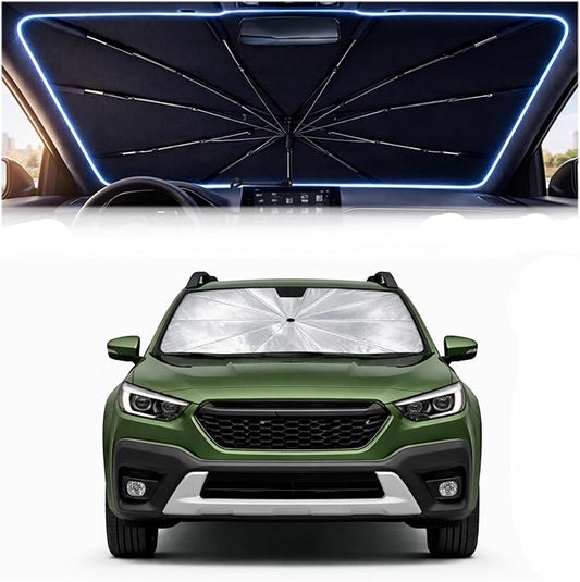 2026 Upgraded Car Windshield Sun Shade Umbrella - Custom-Fit for Su b-aru Outback 2020-2026 Umbrella Sunshade,Easy Install,UV Protection & Heat Reflective,Keep Interior Cooler with Storage Bag