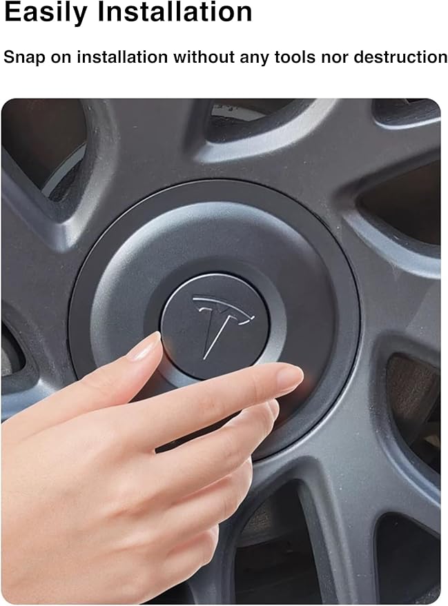 Wheel Center Caps for Tesla 2024 2025 2026 Model 3 Highland Wheel Hub Caps with Brand Caps Model 3 Wheel Covers Hubcaps Replacement Tesla Decoration Accessories (Not fit 2017-2023 Model 3)