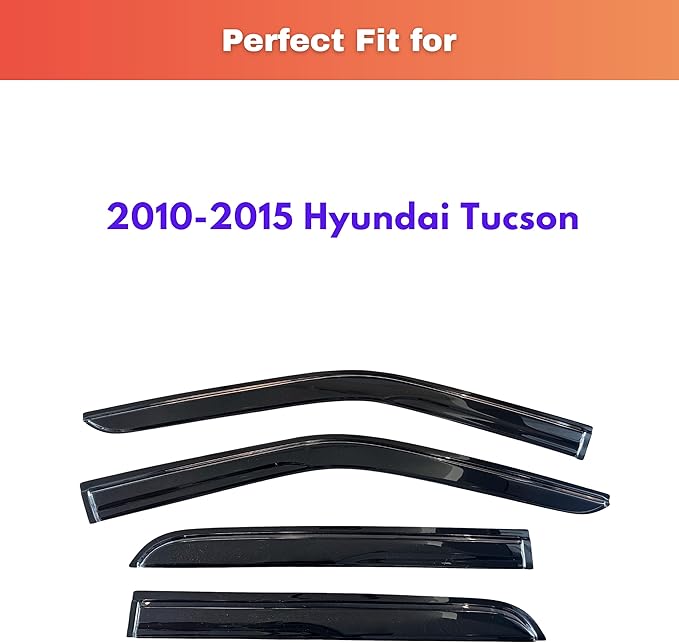 KPY Rain Guards Fit for 2010-2015 Hyundai Tucson, Out-Channel Window Visors Vent Wind Deflectors 4PC, Car Accessories for 10-15 Tucson