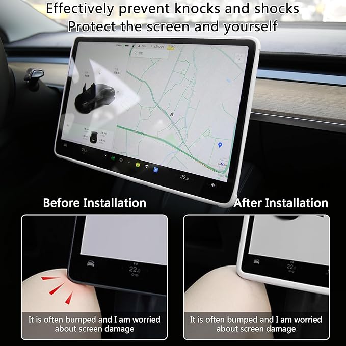 3PCS Center Console Accessories for Tesla Model Y 2021-2024 and Model 3 2021-2023 Cup Holder Insert, Screen Edge Protector Frame, Silicone Wireless Charger Mat, White