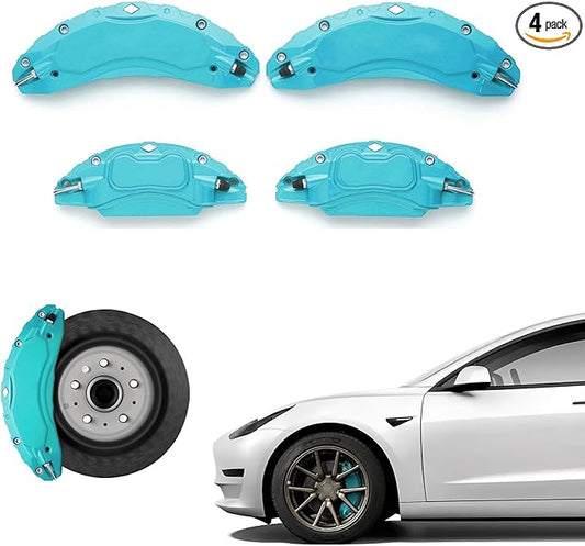 -Brake Caliper Covers Set Compatible with for Tesla Tesla Model 3 2017-2023, 18” & 19” Wheels – Easy Clip-On Installation, Enhanced Cooling – Complete Kit – (Sky Blue)