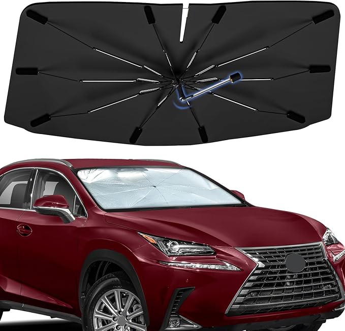 Windshield Sun Shade Umbrella for Lexus NX 2015-2021, Foldable Sunshade for Car Front Window, 360 Rotation Automotive Interior UV Protection for Outdoor Parking