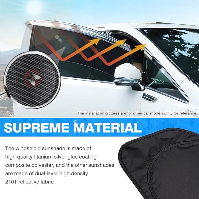 T TGBROS Windshield Sun Shade for Toyota Tundra 2022-2025 Car Window Shades Thicken UV Block and Blackout Privacy Foldable Sunshades 6PCS Accessories Keep Cool Sun Visor Covers