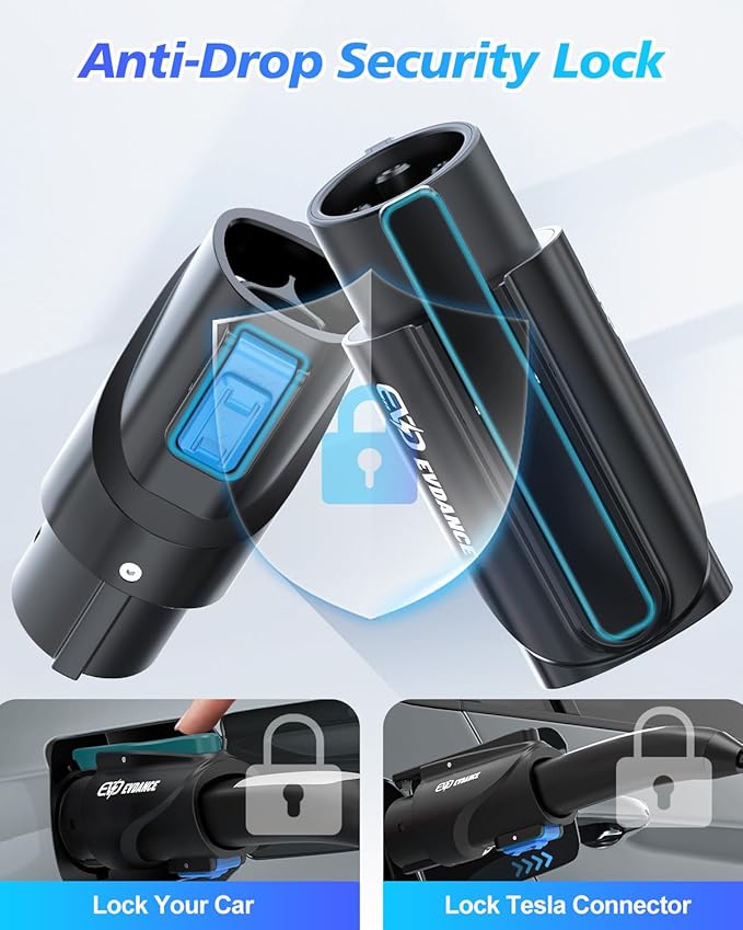 EVDANCE NACS to J1772 Charging Adapter - Max 80 Amp & 250V J1772 EV Adapter Compatible with Tesla High Powered Connectors Destination Chargers and Mobile Connectors (Black)