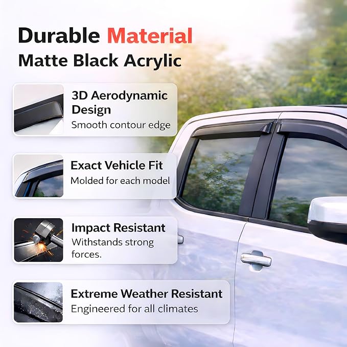 KPY Rain Guards Fit for 2009-2013 Mazda 6 Sedan, Out-Channel Window Visors Vent Wind Deflectors 4PC, Car Accessories for 09-13 Mazda 6 Sedan (Excludes Hatchback)