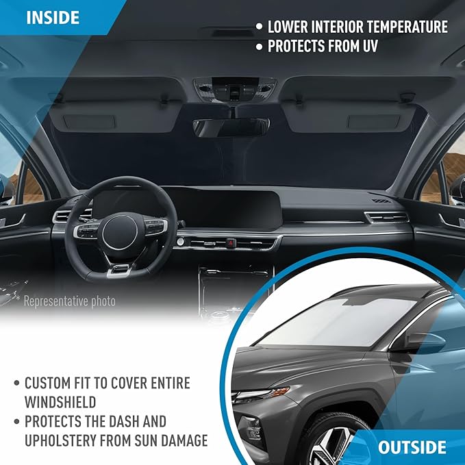 CLIM ART Windshield Sun Shade for Hyundai Tucson 2022-2026, Custom-Fit Foldable Car Sunshade, Vehicle Sun Protector, Front Auto Windshield Cover, Car Accessories - WS5035