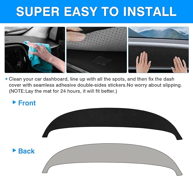 Autorder Dashboard Cover Mat for Tesla Model 3 Highland 2024 2025 2026 Accessories Dash Cover Upgrade Flannel Dash Mat Sunshade Glare UV Rays Protector