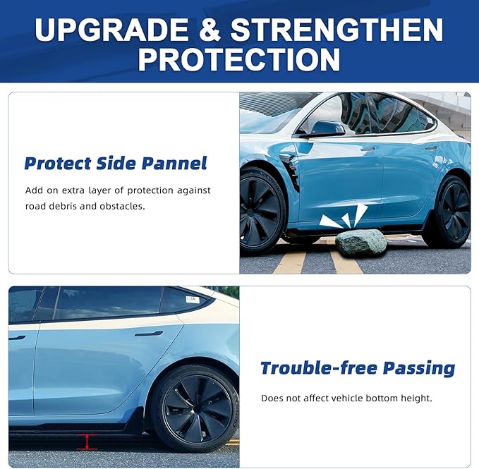 Car Side Skirt Upgrade Side Skirt Extension Splitter Lip for Tesla Model 3 Highland 2024 2025 Body Kit Glossy Black Dark-Knight Style Car Rocker Panels,Left Side & Right Side
