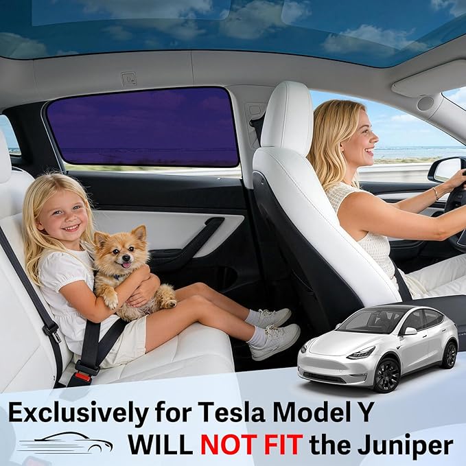 ZATOOTO Tesla Model Y Car Window Shade for Baby, Bluish-Purple Static Cling Car Shades for Back Window | Block Harsh Sunlight | UV Protection | Rear Window Sun Shade with Storage Bag | 2020-2024 |