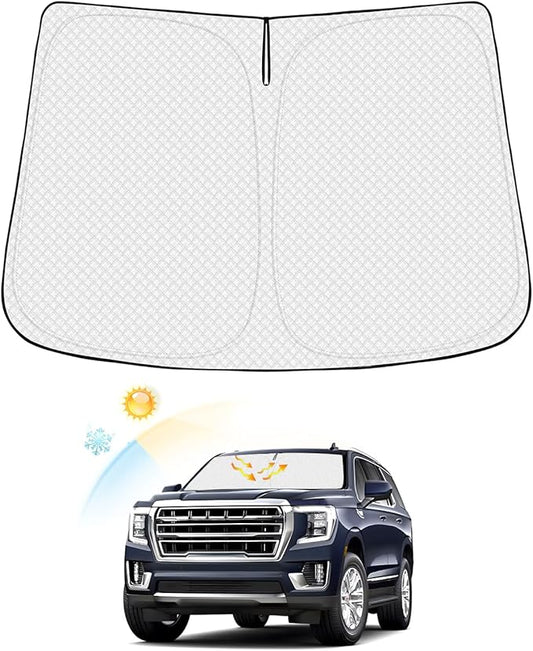 Windshield Sun Shade for GMC Yukon XL 2021-2025 2026 Thicken 6-Layer Foldable Front Window Sunshade Sun Visor Protector Block UV Rays Keep Vehicle Cool