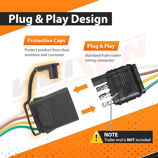 4-Pin Trailer Wiring Harness Kit Compatible with Tesla Model 3 2017-2023, Fit Model Y 2020-2023 Flat Trailer Connect Towing Hitch Wiring