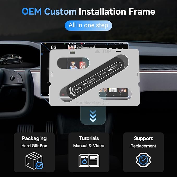 Tempered Glass Screen Protector for Tesla Model X (2022~2026)/ Tesla Model S (2021~2026), [9H & Anti-scratch & HD] Screen Protector with Alignment Frame for Tesla Model X/S Accessories- 2pcs