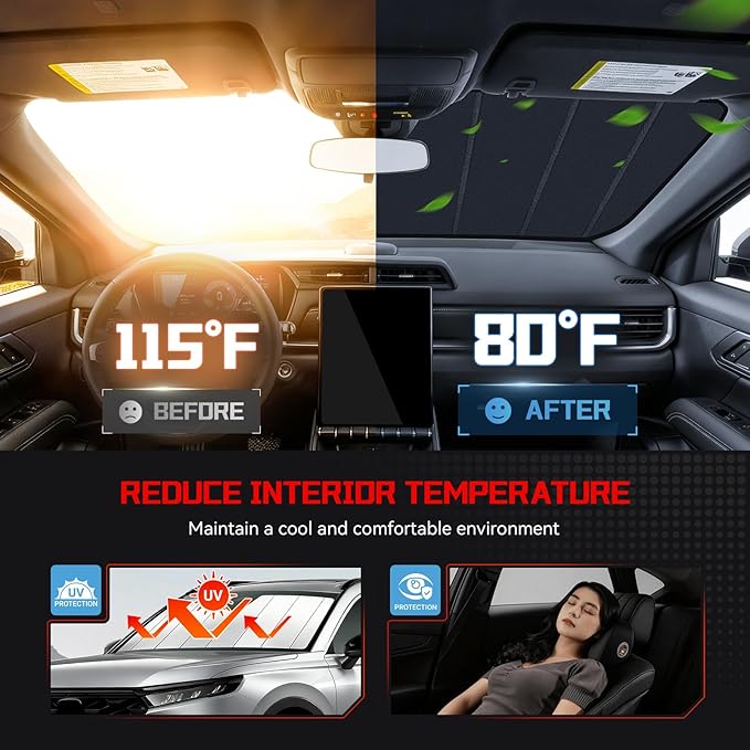 Windshield Sun Shade Custom Fit for Le-xus GX460 2010-2023, Accordion Folding Thick Window Sunshade Block Heat 99% UV Rays Sun Visor Keep Cooler Car Accessories