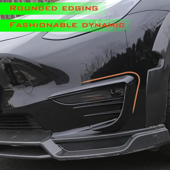 yhcdsea for 2020-2024 Tesla Model Y Front Fog Light Cover Trim Eyebrow Frame Decorative Accessories (Glossy Black)