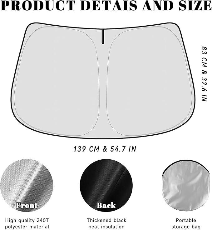 Car Windshield Sun Shade for Honda 2016-2021 Civic Accessories (OEM Design) Reflective Foldable Heat Insulation Sunshade for Ultimate Protection