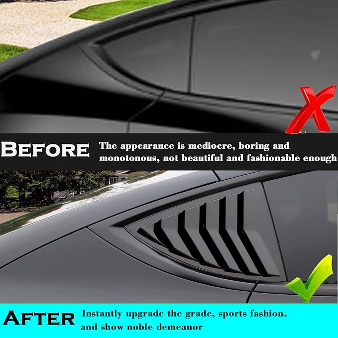 YHCDSEA for Model Y Side Window Louver Cover Sport Style for Tesla Model Y 2021 2022 2023 2024 2025 2026 Accessories (Glossy Black)